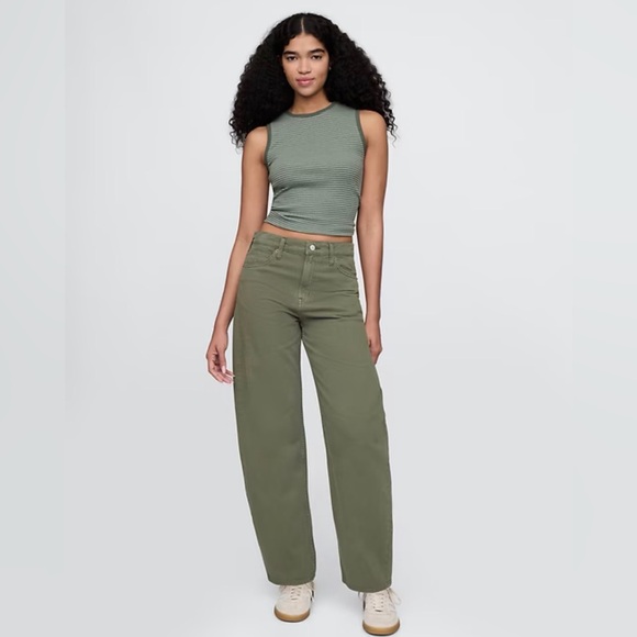 GAP Denim - Gap High-Rise Barrel Jeans NWT 32/14 Tall Khaki Green Baggy Skater Streetwear